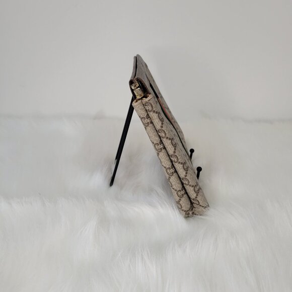 GUCCI PLUS VINTAGE CLUTCH Iconic Gucci Canvas Brown/Tan w Red/Green Stripe - Picture 6 of 10